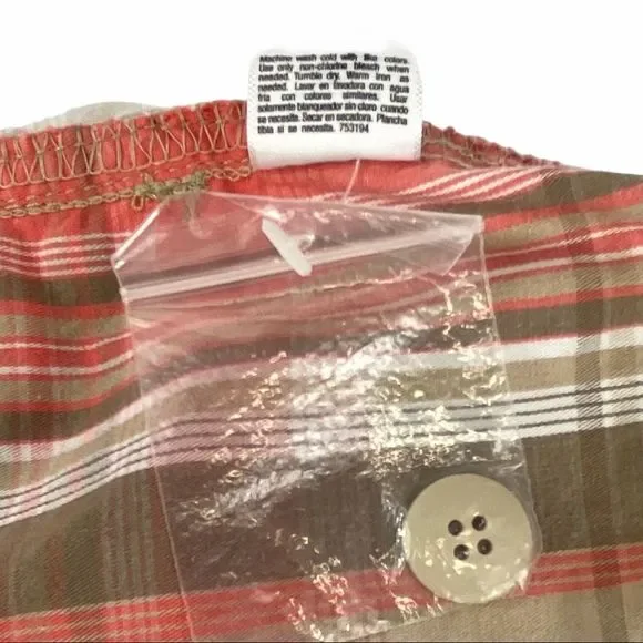 St John’s Bay plaid shorts coral tan wht 6 petite - Picture 7 of 11